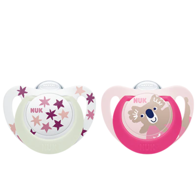 Sucette Nuk Sucette Silicone Star Day et Night 6-18 mois