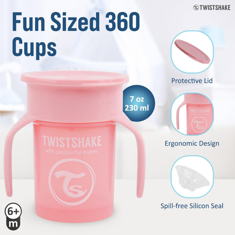 Twistshake Tasse d&#039;Entraînement 230ml 6M+ - Rose Pastel