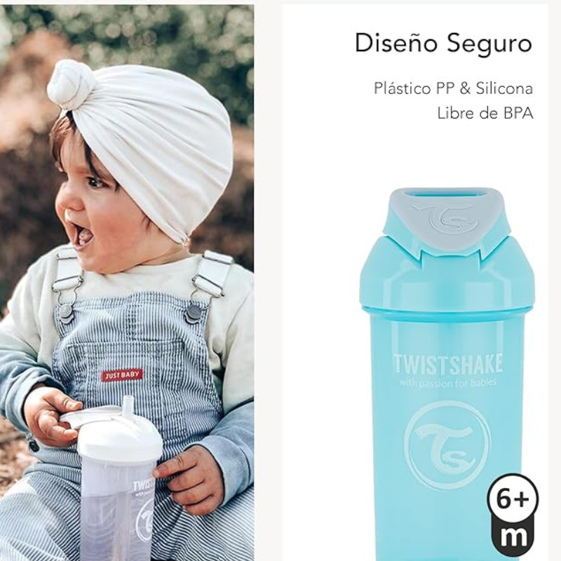 Gobelet à paille Twistshake 360 ​​ml - Bleu - 6 mois  plus
