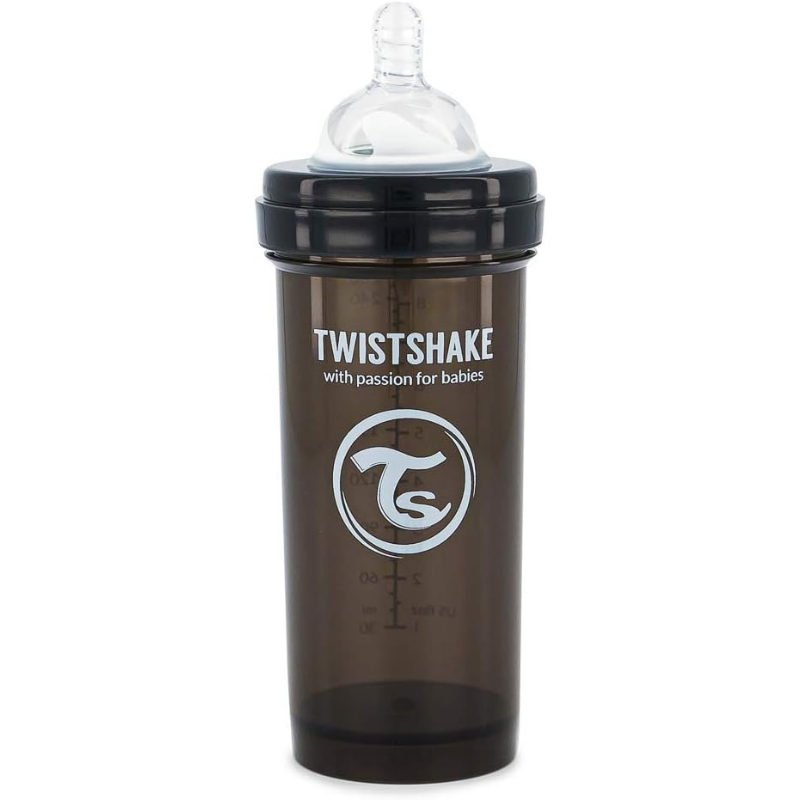 Biberons Anti-Coliques Twistshake 260ml – Lot de 2 – Noir – 2m+