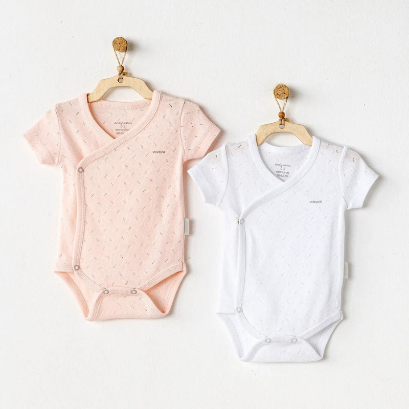 Ensemble 2 pièces body à manches courtes pour bébé Andywawa rose