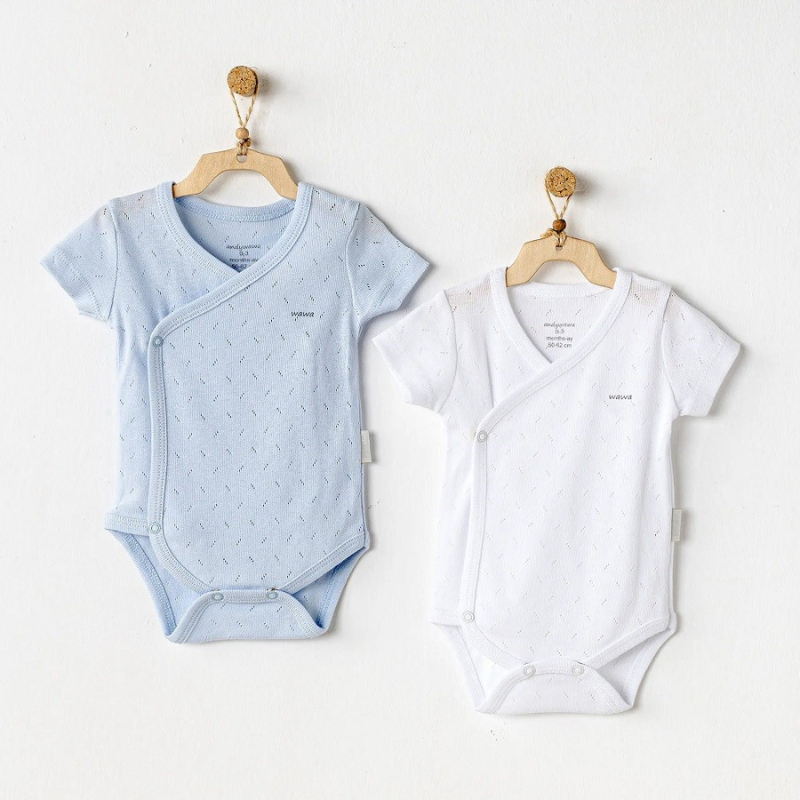 Ensemble 2 pièces body à manches courtes pour bébé Andywawa, bleu