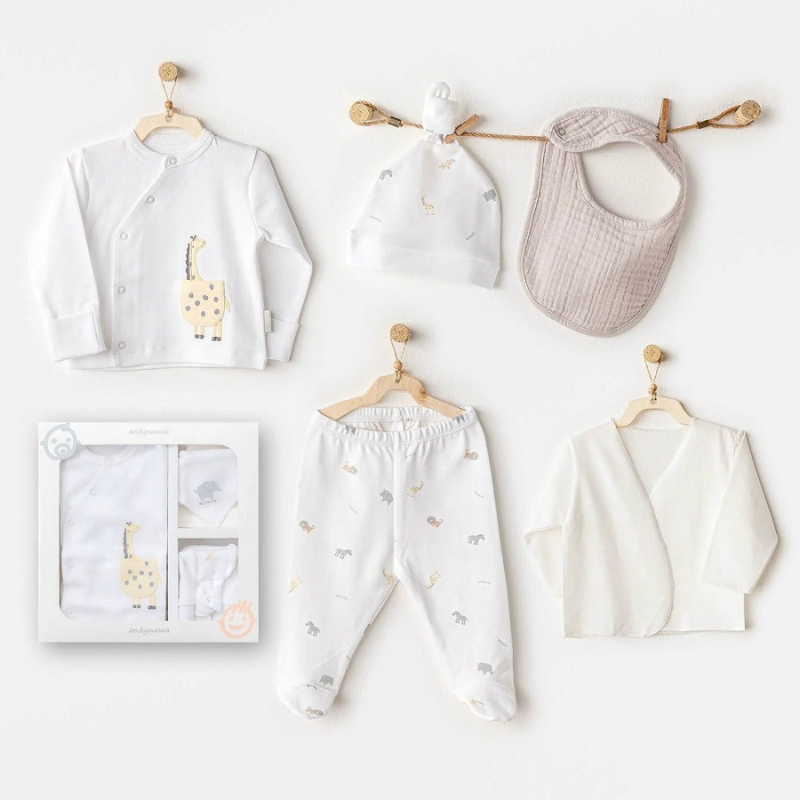 Ensemble d&#039;hôpital 5 pièces pour bébé garçon Andywawa Little King Blanc