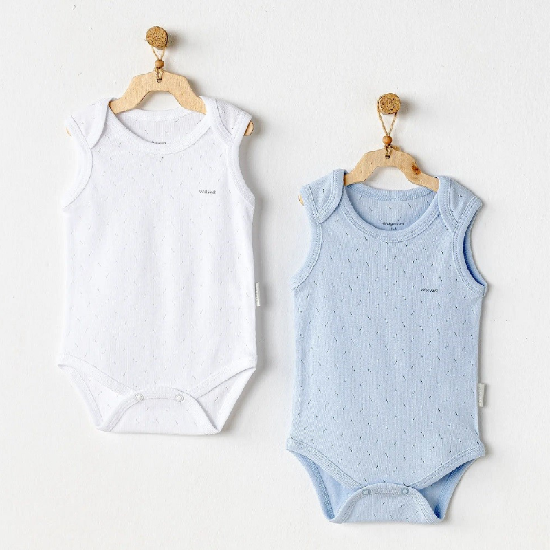 Andywawa Lot 2 Body Sans Manches 100% Coton Blue