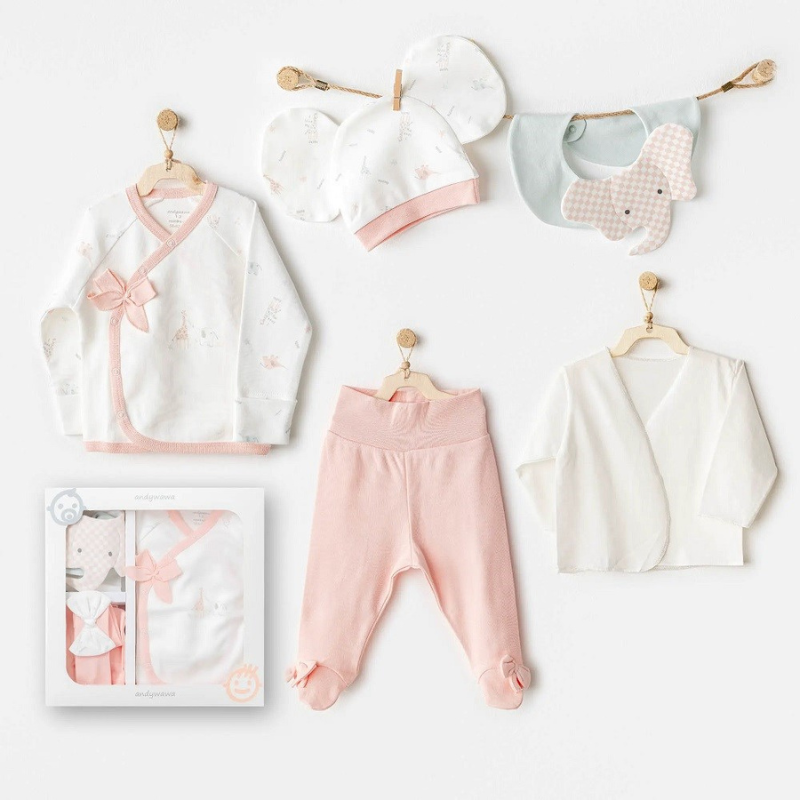 Ensemble de sortie d&#039;hôpital 5 pièces pour bébé fille Andywawa - Love Family White
