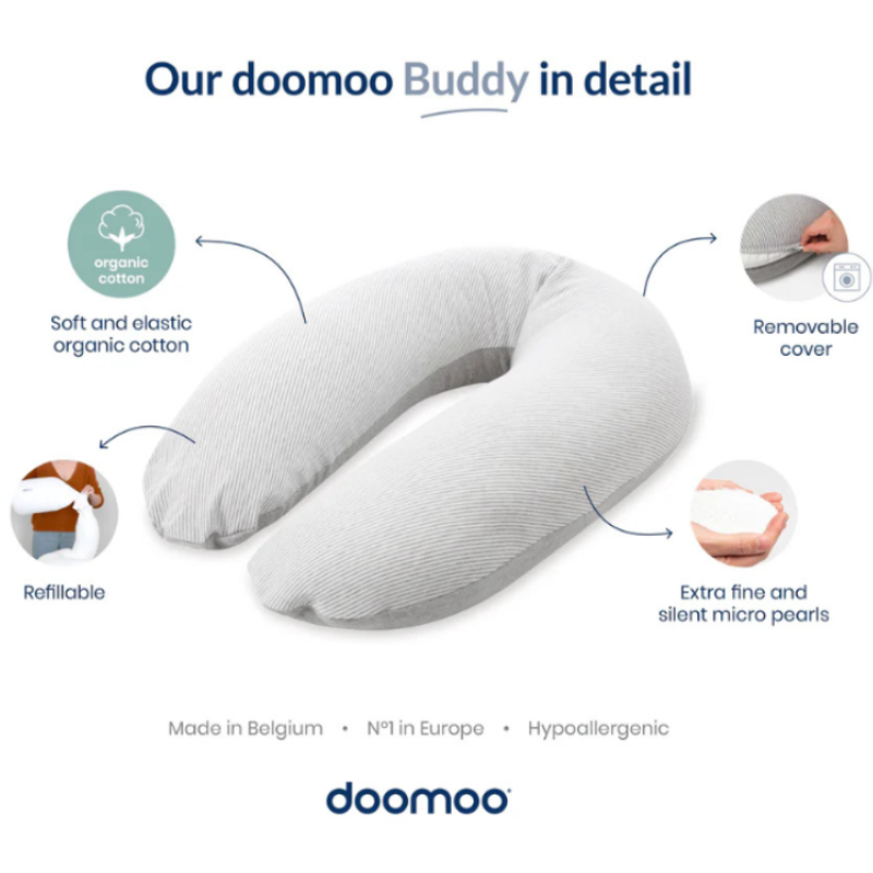Coussin d&#039;Allaitement et Maternité Buddy  Feuilles Vert Aqua - Doomoo