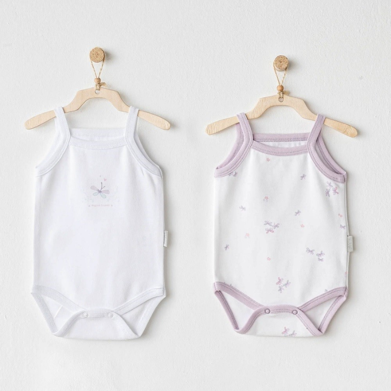 Lot 2 Body Sans Manches 100% Coton - Papillon blanc