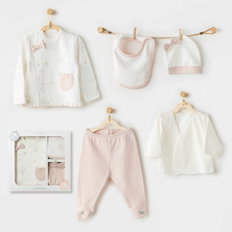 Ensemble de sortie d&#039;hôpital Andywawa pour bébé fille, 5 pièces – Ballerine blanche