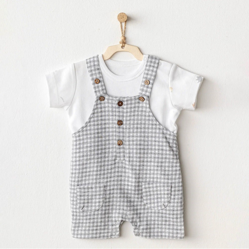 Ensemble salopette d&#039;été Andywawa pour bébé garçon - Little King Gray