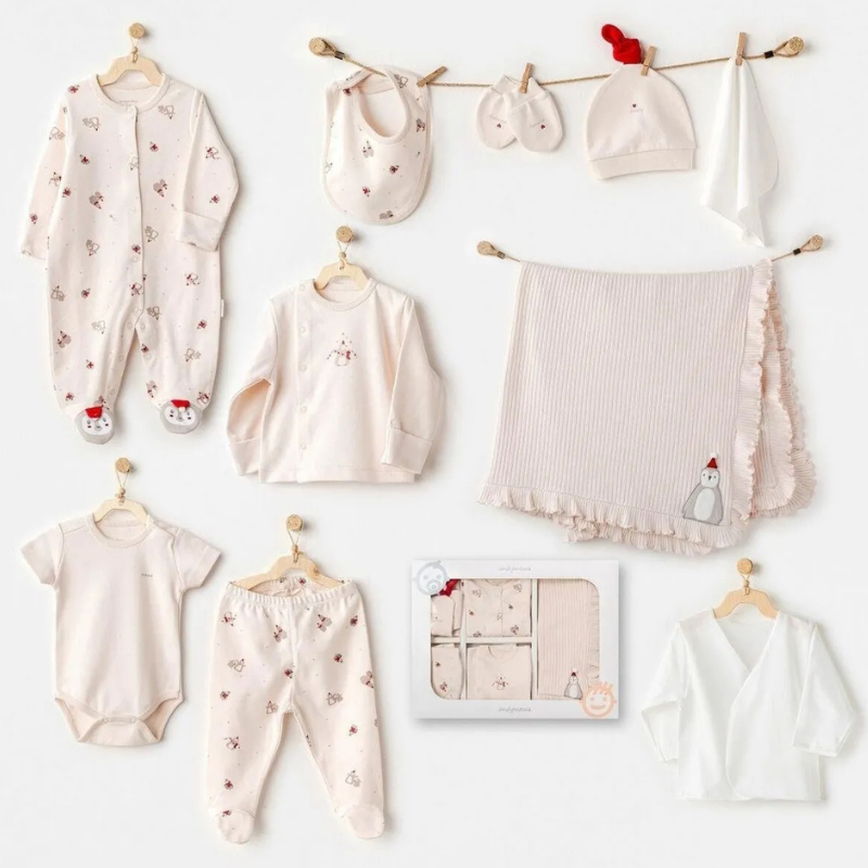 Ensemble de literie pour bébé garçon Andywawa, 10 pièces, beige