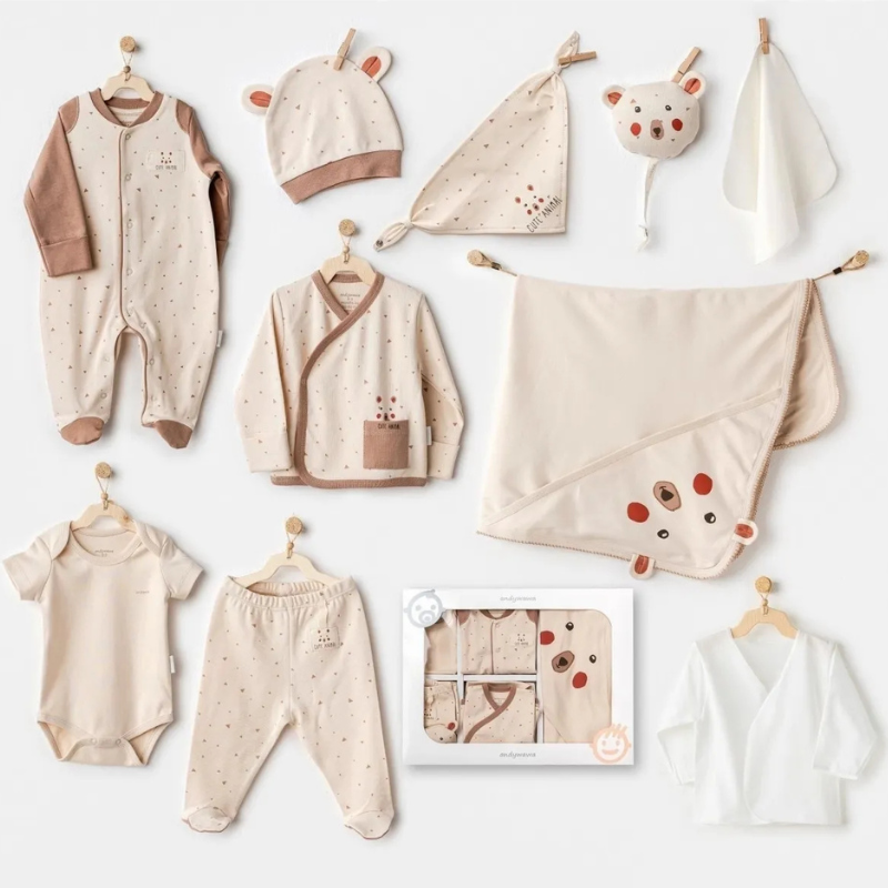 Andywawa Ensemble de literie pour bébé garçon 10 pièces, beige