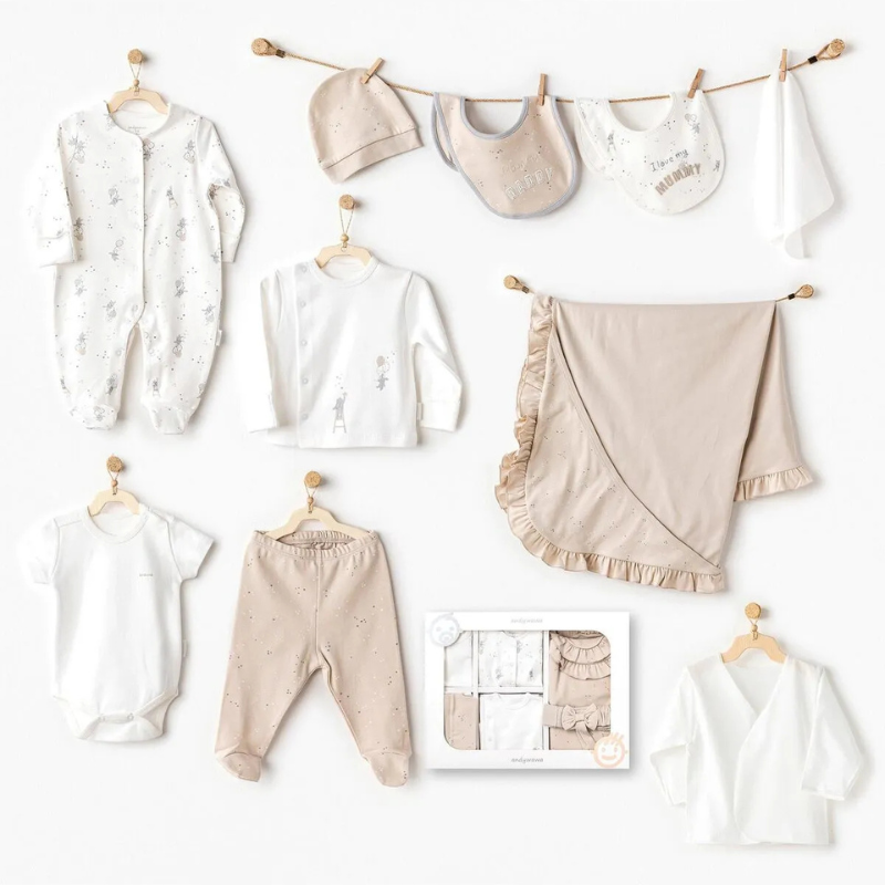 Andywawa Coffret naissance Bébé Garçon Accouchement à l&#039;hôpital Beige