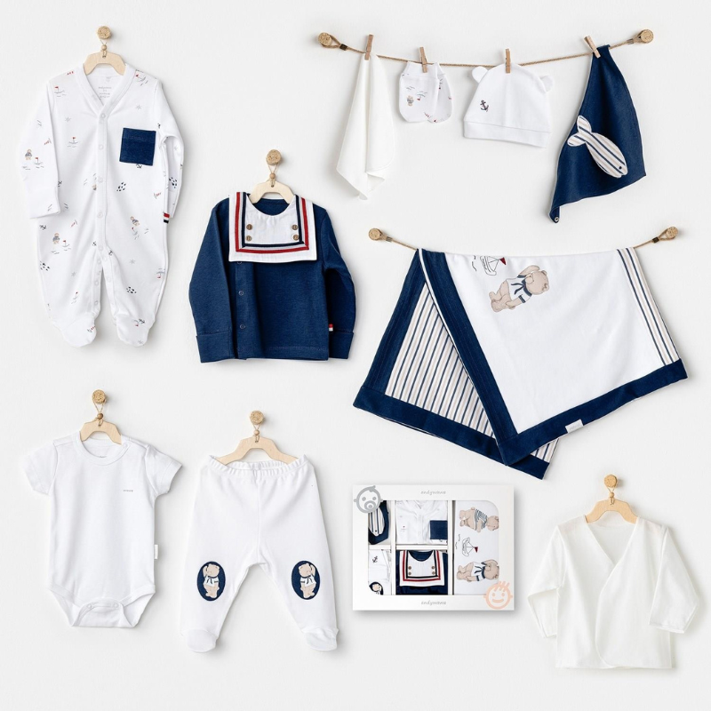 Andywawa Ensemble de 10 pièces pour nouveau-né  motif marin pour bébé garçon