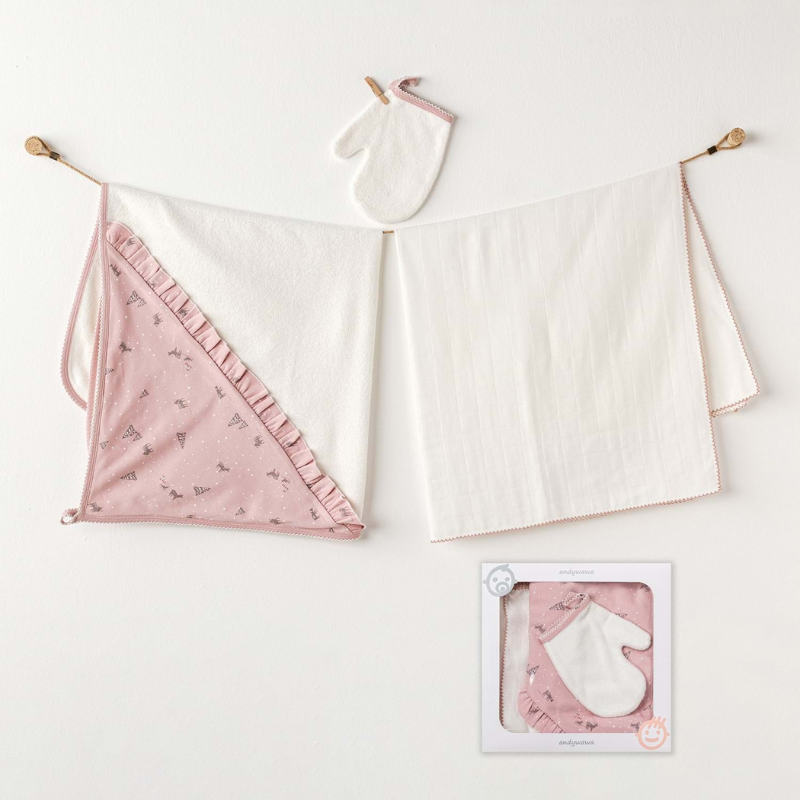 Andywawa Ensemble de serviettes pour bébé fille 3 pièces Rose