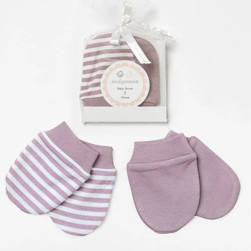 Andywawa Lot de 2 gants basiques pour bébé Mauve