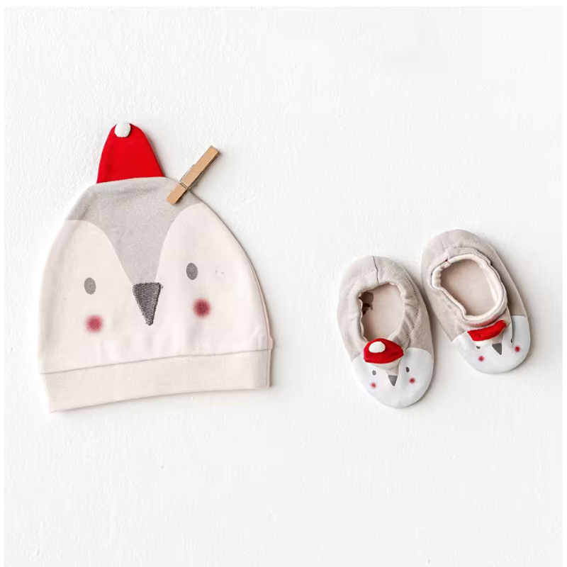 Andywawa Ensemble bonnet et chaussons pour bébé Pingouin