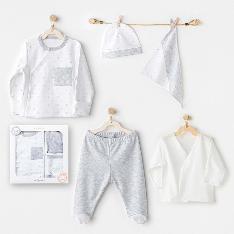 Andywawa Coffret de sortie d&#039;hôpital 5 pièces Gris