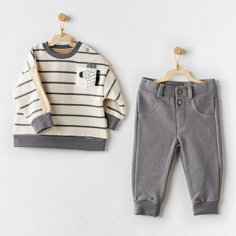 Andywawa Ensemble 2 pièces  Petit Zèbre Écru-Gris