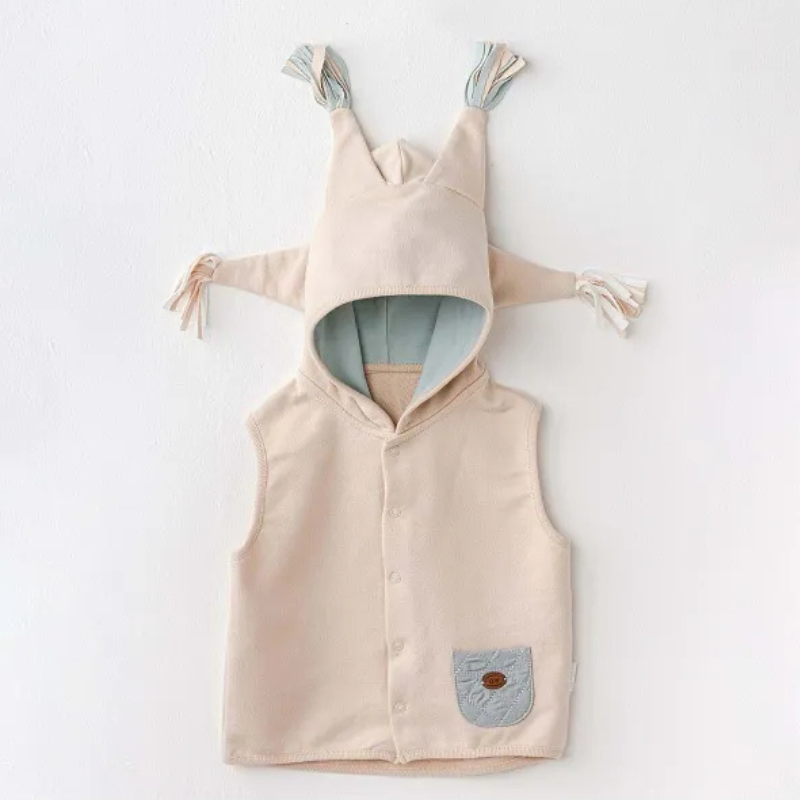 Gilet à capuche bébé garçon beige Andywawa
