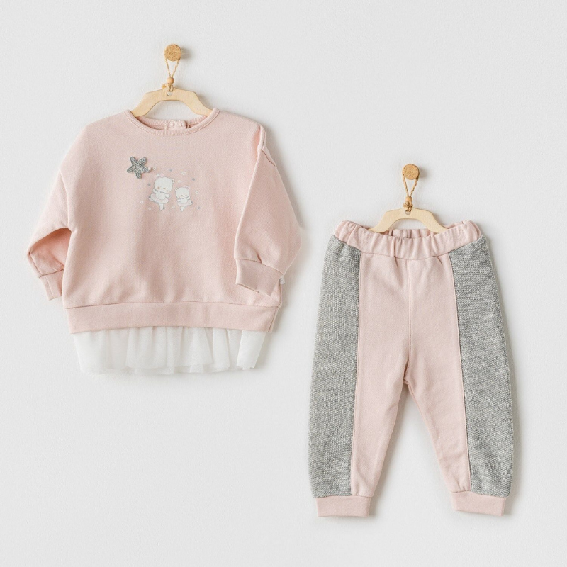 Andywawa Ensemble 2 Pièces Rose et Gris
