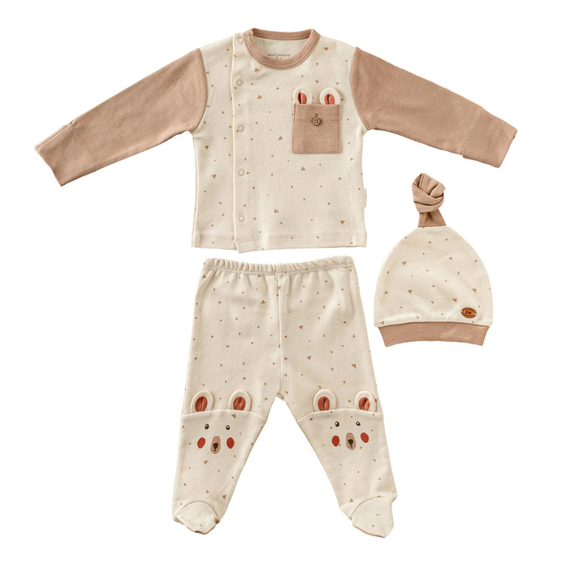 Andywawa Ensemble  graphique beige avec ours aventurier