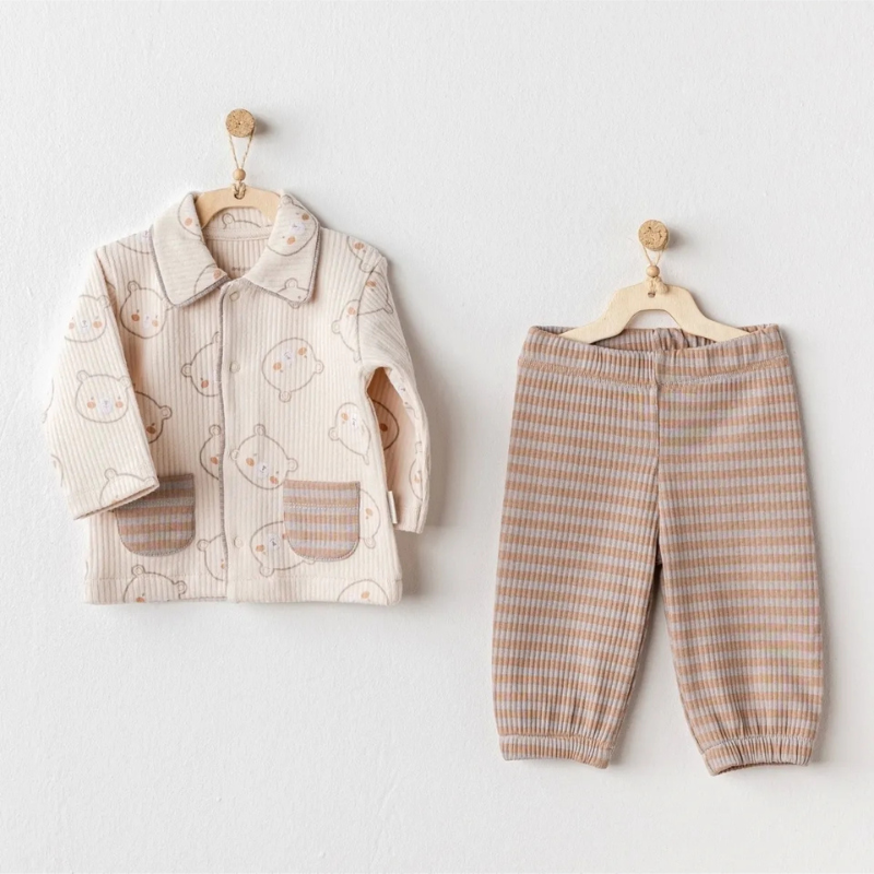 Andywawa Ensemble 2 pièces pour bébé ours Beige clair