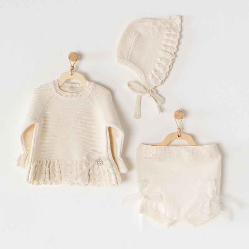 Andywawa Ensemble tricot bébé 3 pièces Blanc