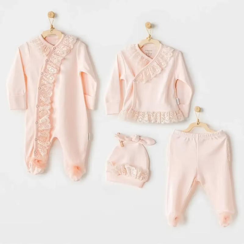Ensemble 4 pièces en tulle pour nouveau-né Chic Fille , soumon - Andywawa