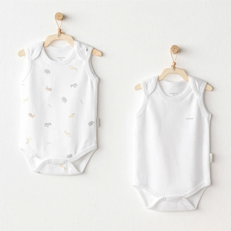 Andy Wawa Ac25806 Little King Lot de 2 bodys bébé Blanc