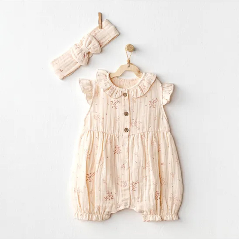 Andywawa Jolies Fleurs Ensemble Barboteuse Bébé AC24678 Saumon