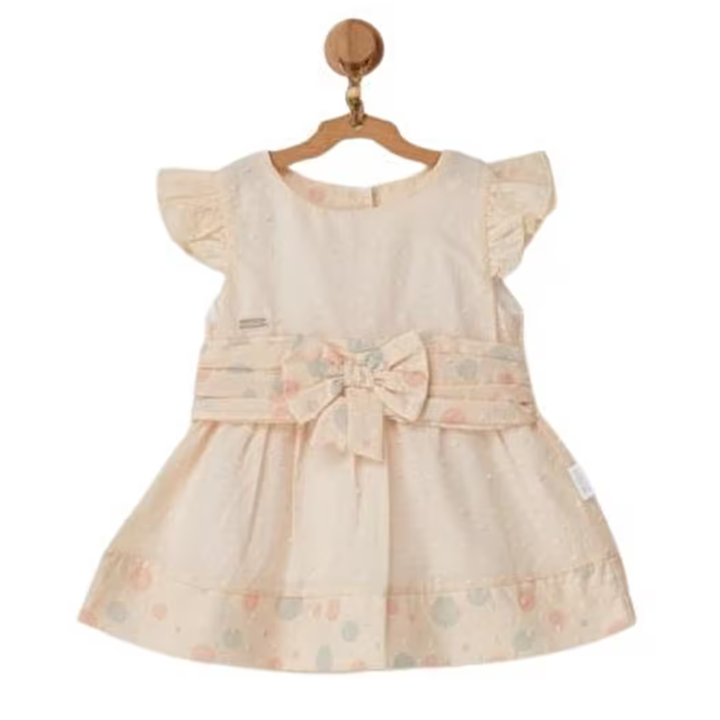 Robe AndyWawa à pompons pour bébé, couleur vanille et crème, AC22653
