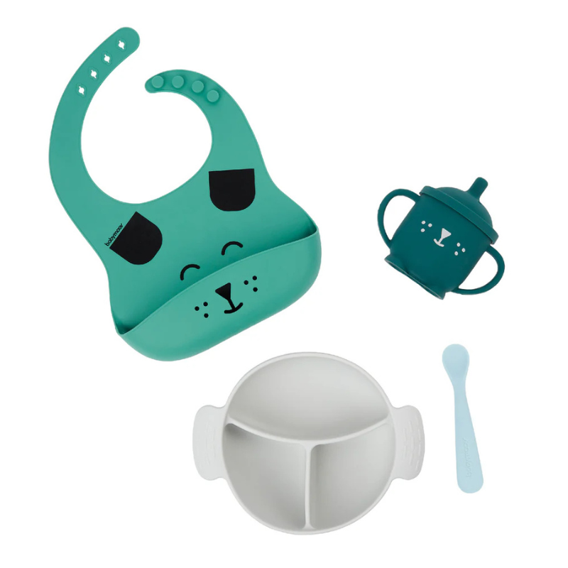 Coffret repas bébé  Vert et Gris LEARN&#039;ISY 15-24 mois - Babymoov