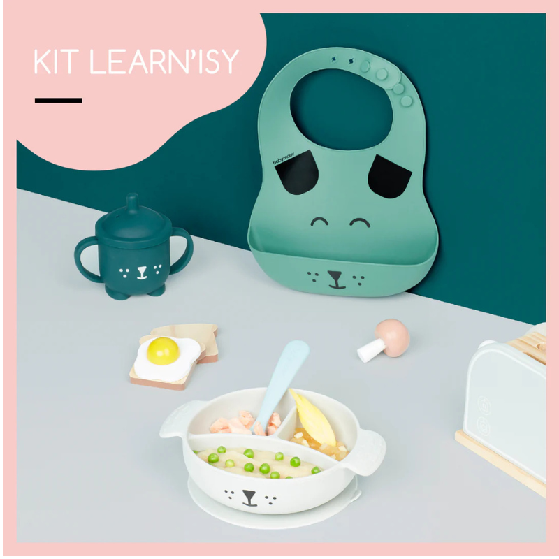 Coffret repas bébé  Vert et Gris LEARN&#039;ISY 15-24 mois - Babymoov