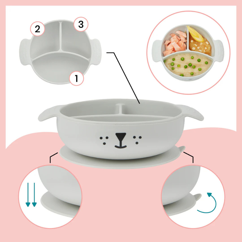 Coffret repas bébé  Vert et Gris LEARN&#039;ISY 15-24 mois - Babymoov