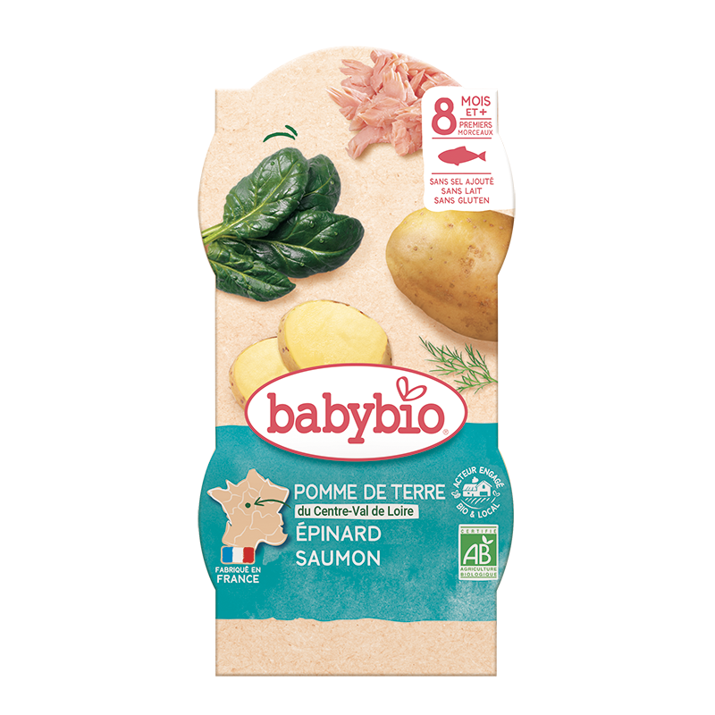 Babybio Bol Pomme de Terre Épinard Saumon – 2 x 200g