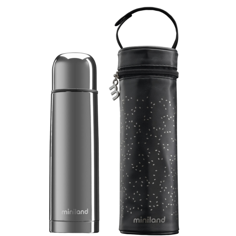 Thermos Deluxe Silver 500 ml avec pochette isotherme Miniland