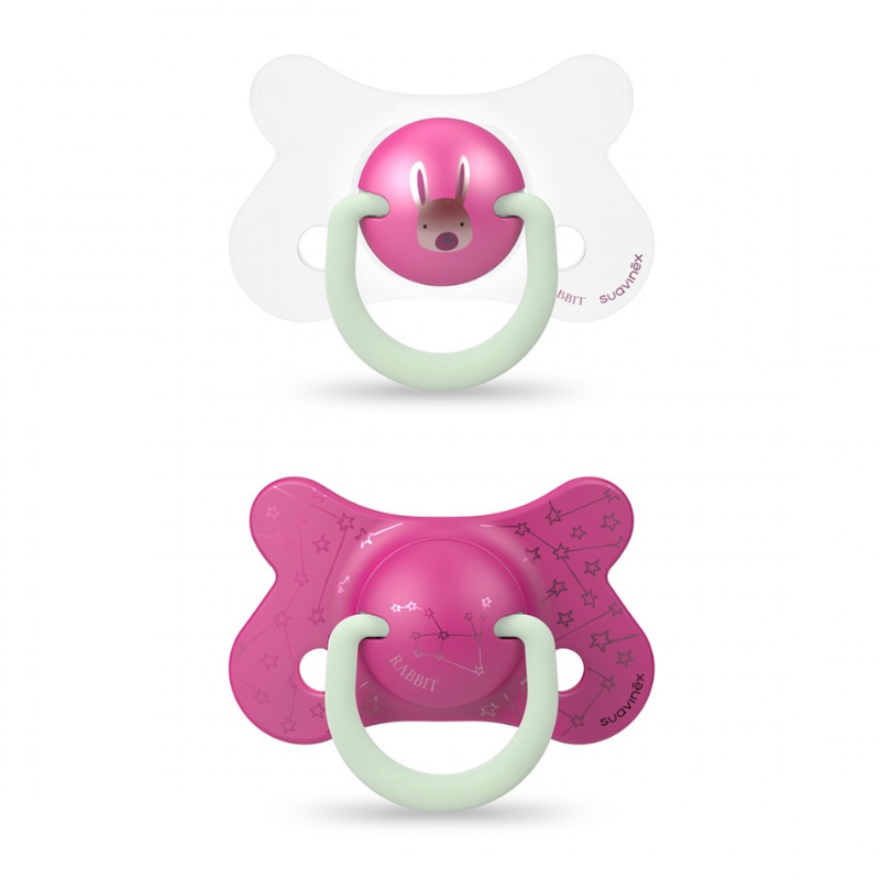 Lot de 2 sucettes réversibles Night and Day 18M+ – Rose – Suavinex