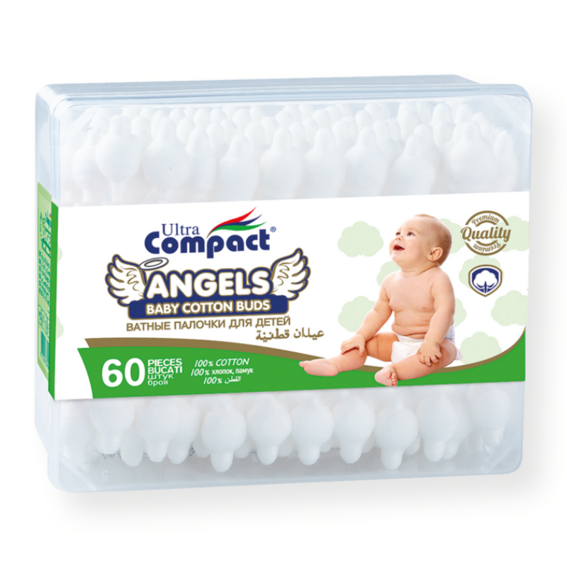 60 Cotons Tiges Angels Baby Ultra Compactes