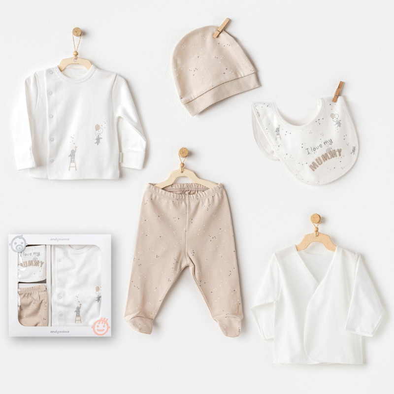 xx Andywawa Coffret de sortie d'hôpital 5 pièces Beige