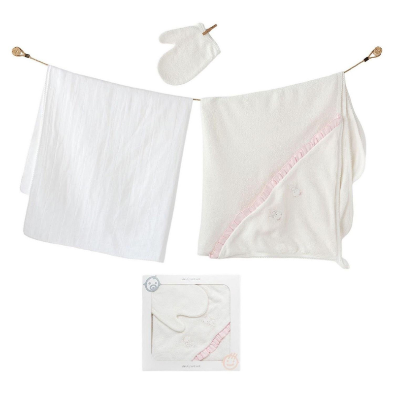 Andywawa Ensemble de serviettes en mousseline pour bébé fille 3 pièces