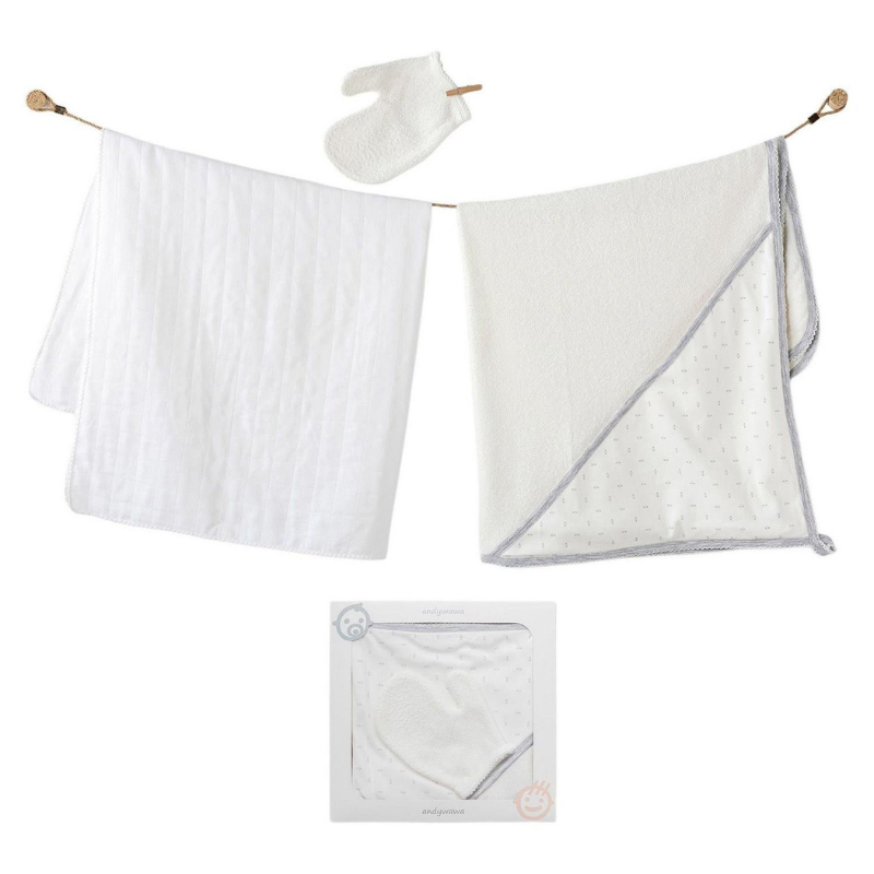 Andywawa Ensemble de serviettes en mousseline pour  bébé garçon 3 pièces