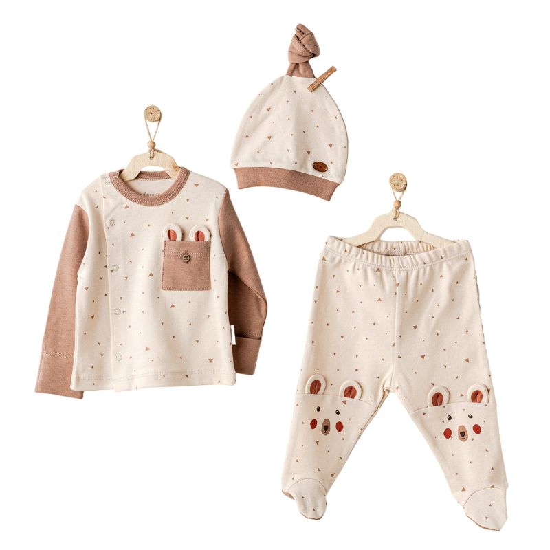 Andywawa Ensemble  graphique beige avec ours aventurier