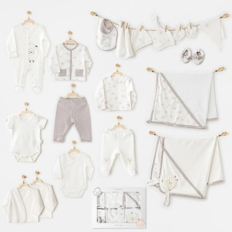 xx AndyWawa  Ensemble nouveau-né Tinny Ships Années 20 Sortie d'hôpital Écru