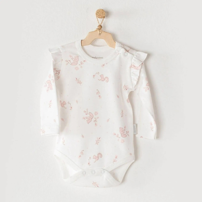 AndyWawa Ensemble pour fille Motif écureuils dans la forêt Écru