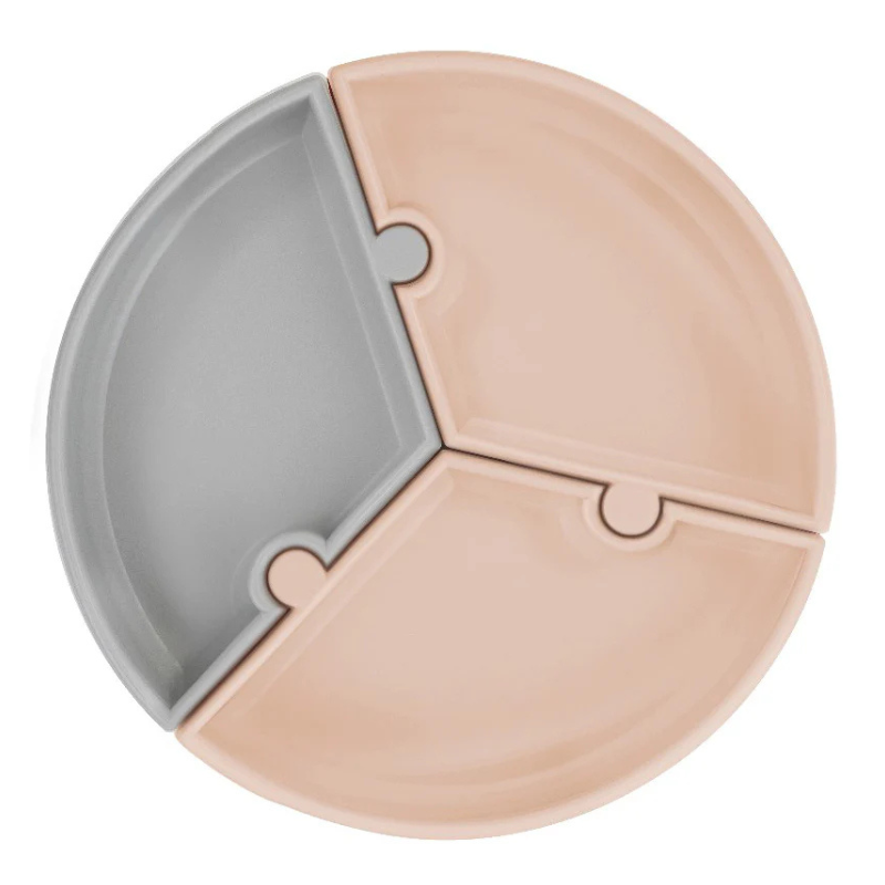 xx Assiette Puzzle MINIKOIOI avec Ventouse en Silicone – Beige