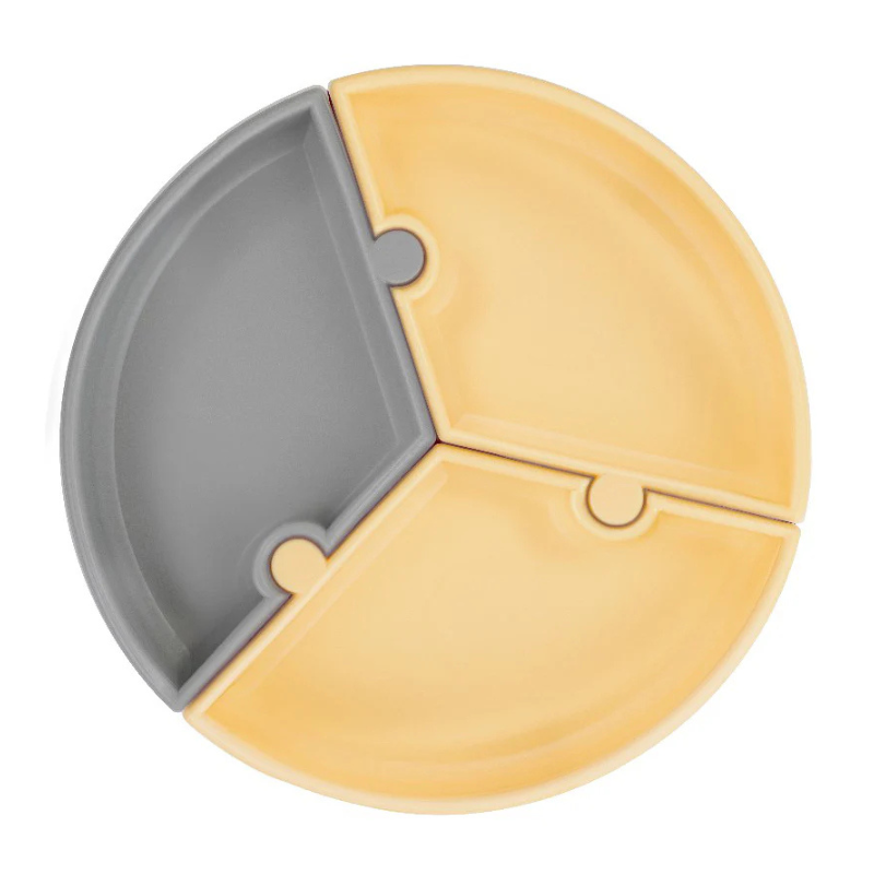 xx Assiette Puzzle MINIKOIOI avec Ventouse en Silicone – Jaune