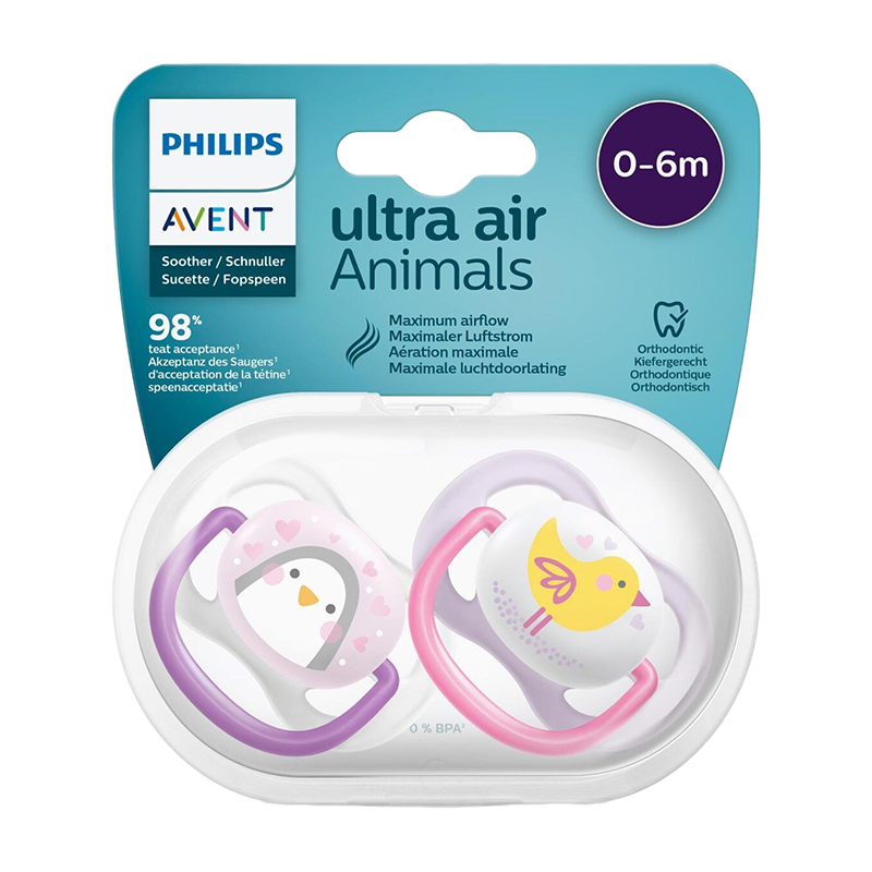 xx AVENT 2 Sucette ULTRA Air Animals Filles 0-6 Mois