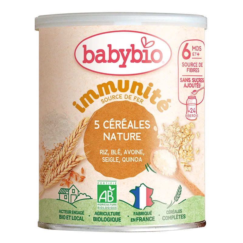 xx Babybio 5 Céréales Nature avec Céréales Complètes 220g