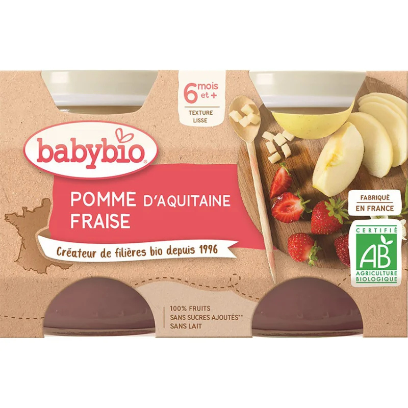 xx Babybio Petit pots sucrés de Pomme et Fraise 2x130g