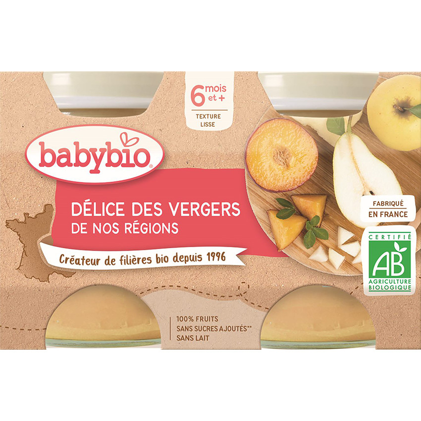 xx Babybio Petits pots sucrés Les Délices des Vergers de nos Régions 2x130g